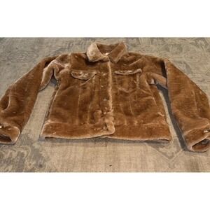 BKE Women Short Tan Jacket Short Sz Small Coat Faux